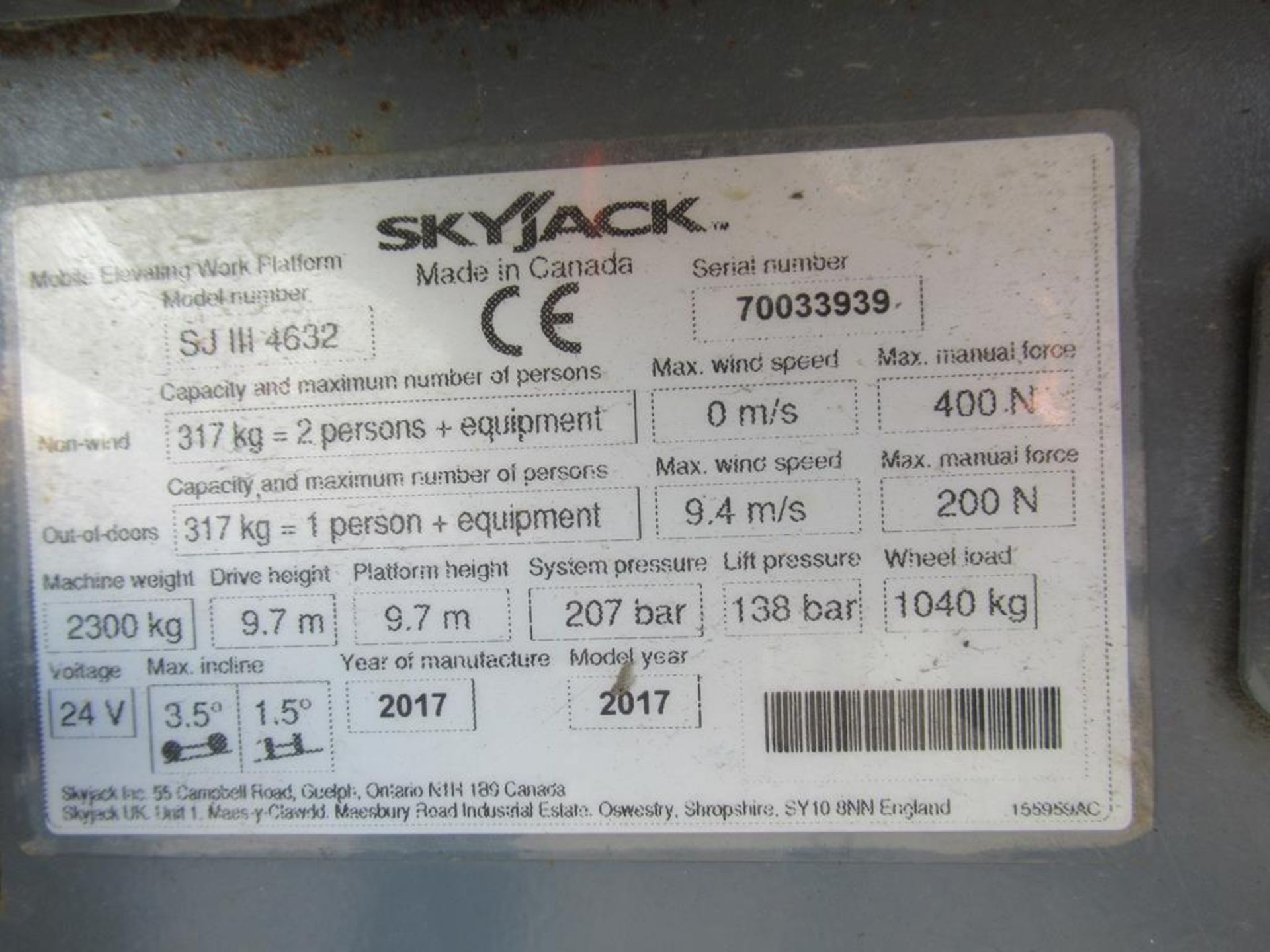 Skyjack SJ111 4632 24V electric scissor lift - Image 5 of 6