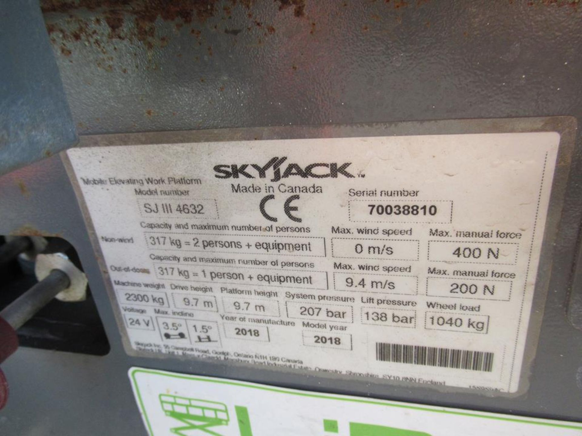 Skyjack SJ111 4632 24V electrical scissor lift - Image 3 of 5