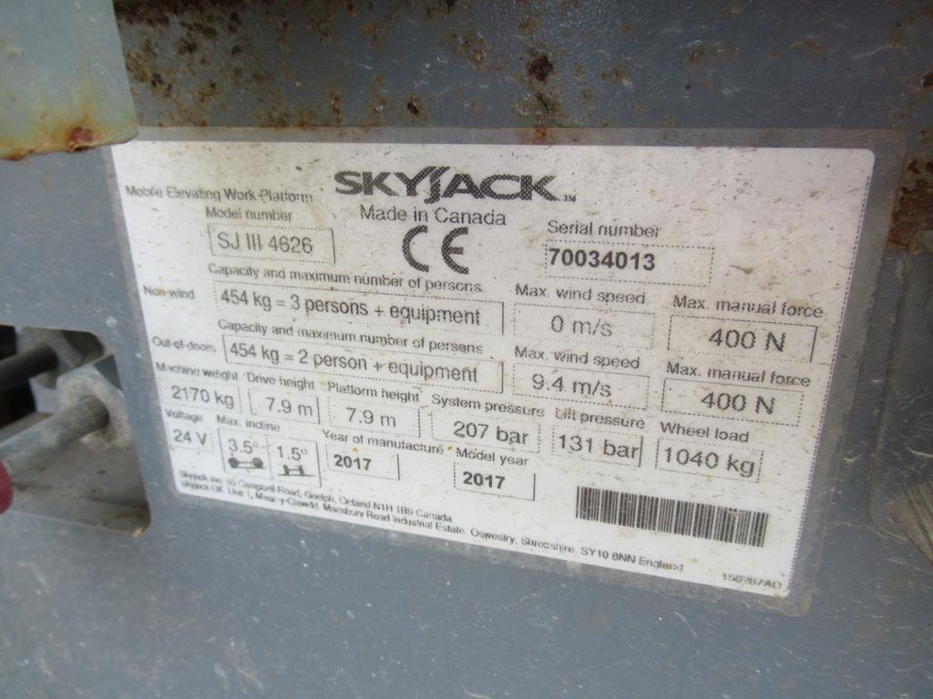 Skyjack SJ111 4626 24V electric scissor lift - Image 6 of 6