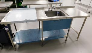 Stainless Steel Bench with Deep Well Sink (2100 x 700)