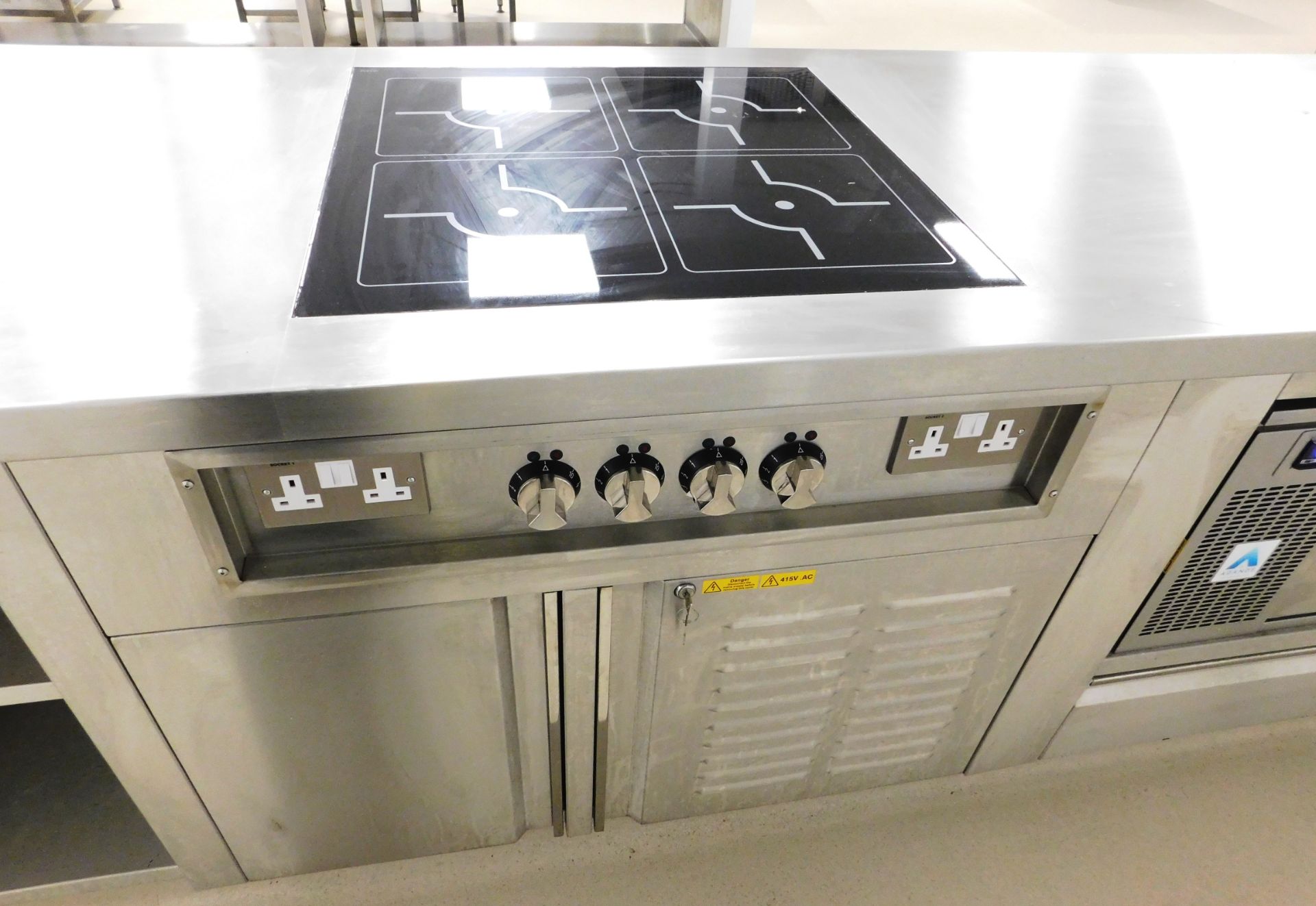 Stainless Steel Kitchen Workstation Comprising Multi Drawer Refrigeration, Induction Hob 4x5kw, Deep - Image 3 of 4