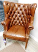 Button Back Leather Chair