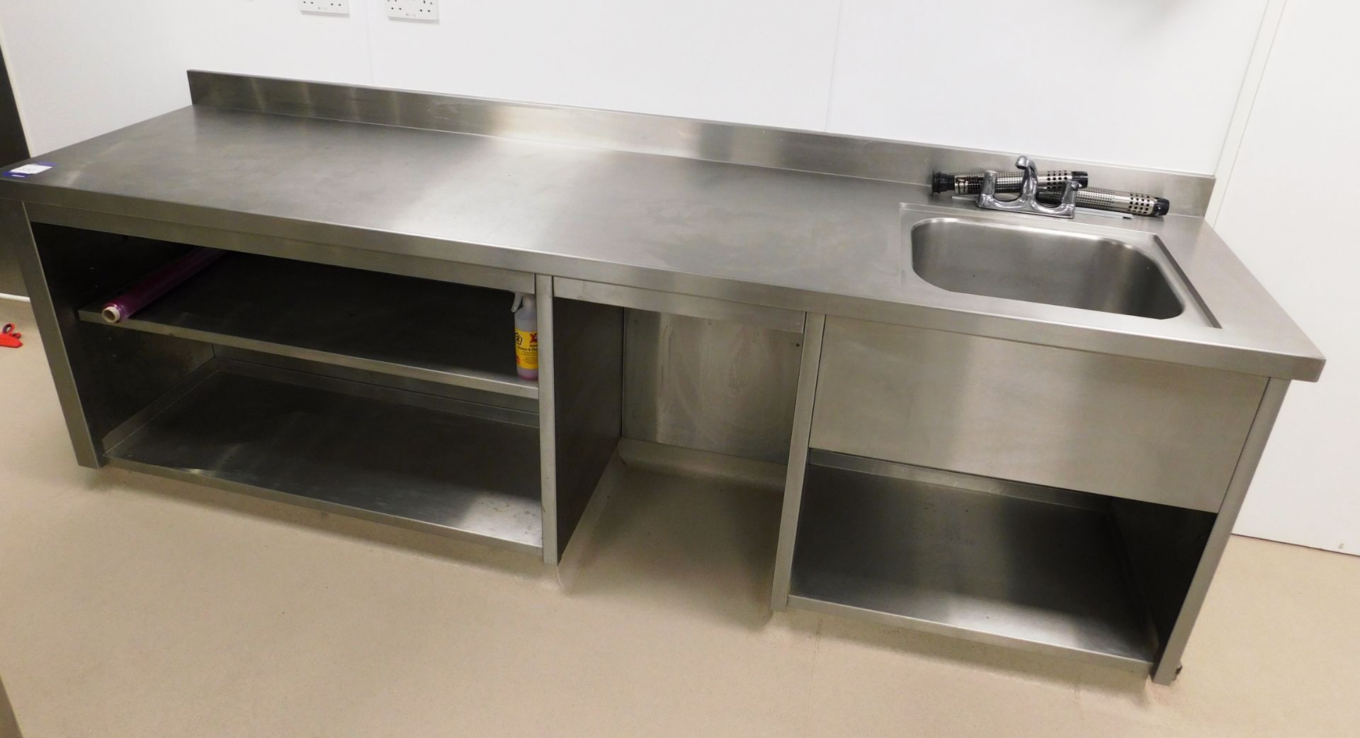 Stainless Steel Fitted Bench with Undershelf and D