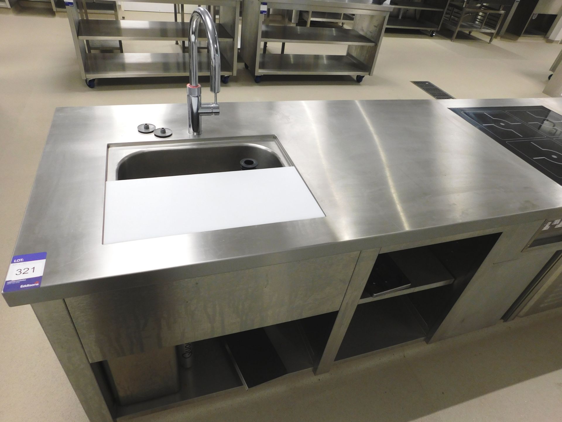 Stainless Steel Kitchen Workstation Comprising Multi Drawer Refrigeration, Induction Hob 4x5kw, Deep - Image 2 of 4