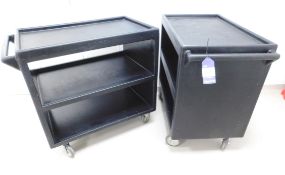 2 Black Plastic Mobile Trollies