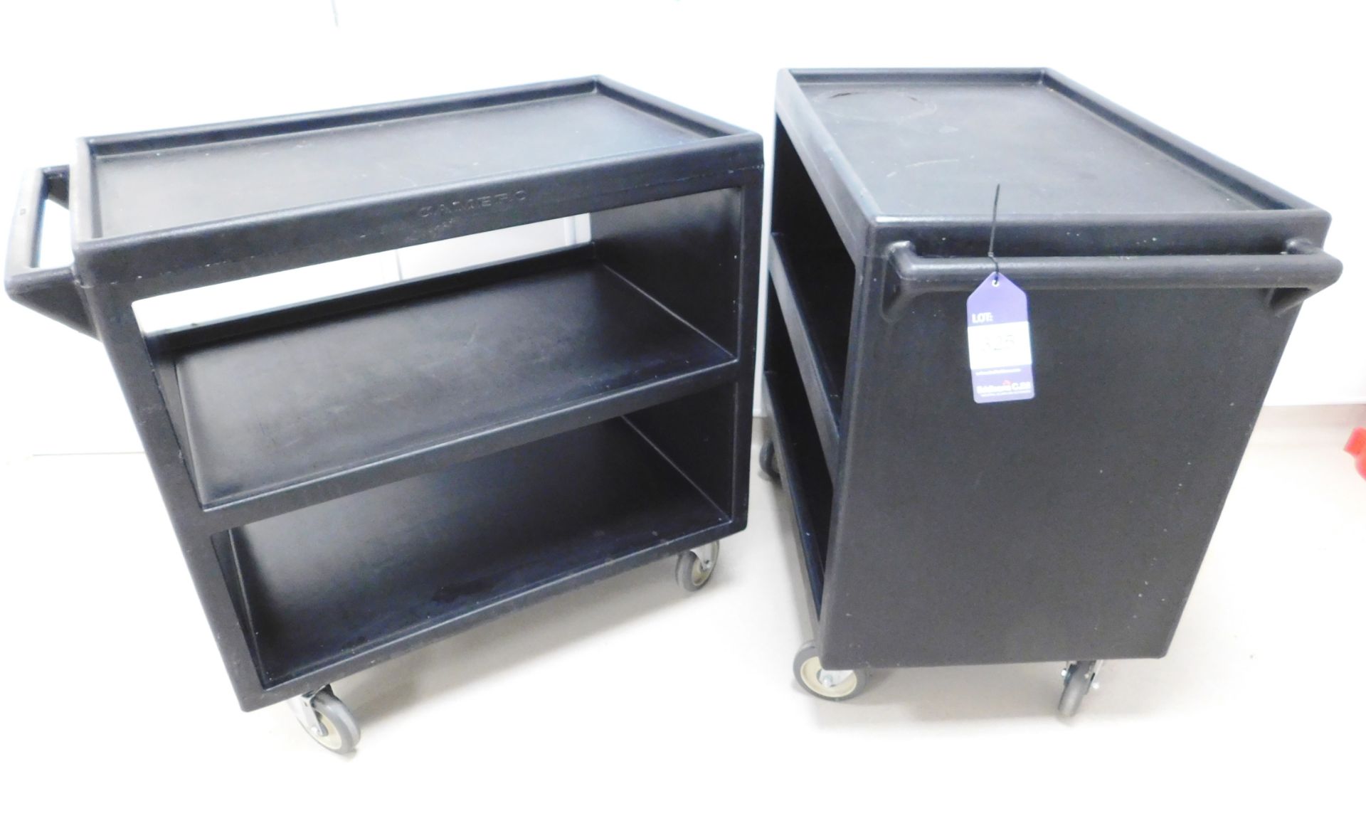 2 Black Plastic Mobile Trollies