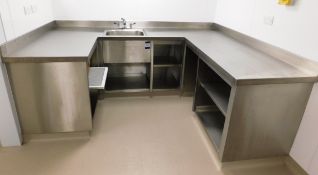 Fitted U Shape Bench Unit Stainless Steel with Deep Well Sink (requires disconnection)