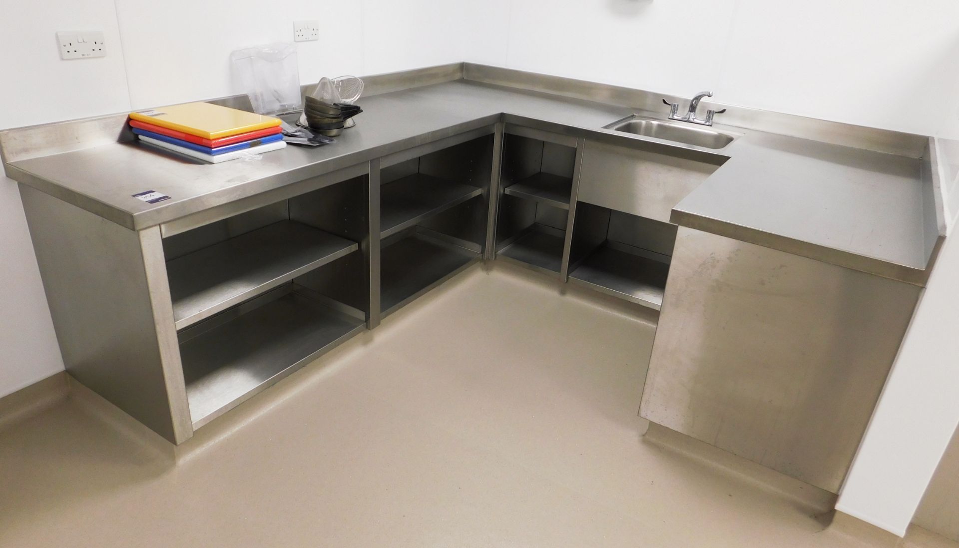 Fitted U Shape Bench Unit Stainless Steel with Deep Well Sink (requires disconnection)
