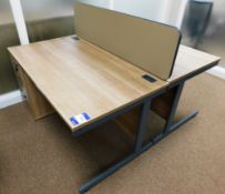 2 x Single Pedestal Desks with Screen Divider