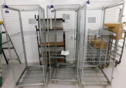 3 x Mobile Steel Cage Trollies