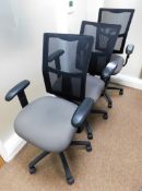 3 x Mesh Back Revolving Office Chairs