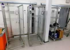 3 x Mobile Steel Cage Trollies