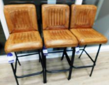 3 x Brown Leather California Vintage High Chairs