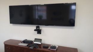 Polycom Conference System, Camera, Sound Module, Control Screen, 2x NEC Monitors with Wall Brackets