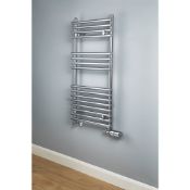 (ED4) 1100x500mm Chrome Towel Radiator. Mild steel construction with a chrome-plated finish. Flat