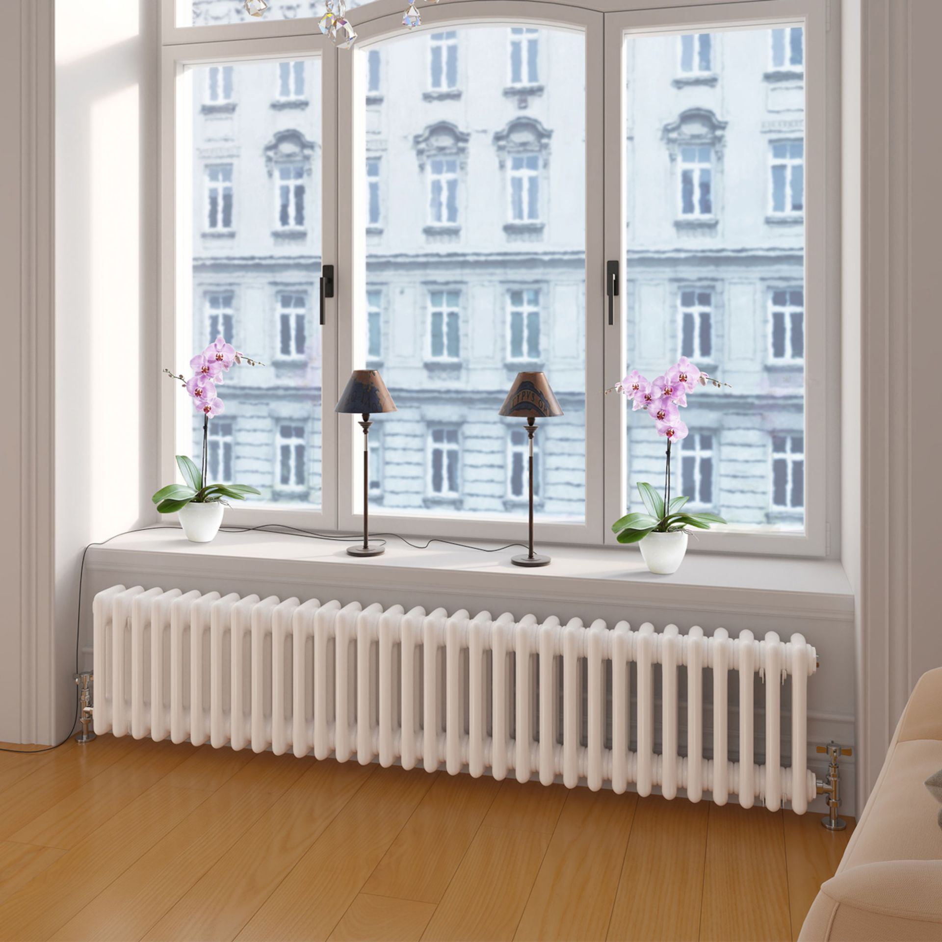(ED21) 300x1502mm White Four Panel Horizontal Colosseum Traditional Radiator. RRP £505.99. Made from