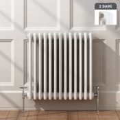 (ED16) 600x628mm White Double Panel Horizontal Colosseum Traditional Radiator.RRP £395.99.For