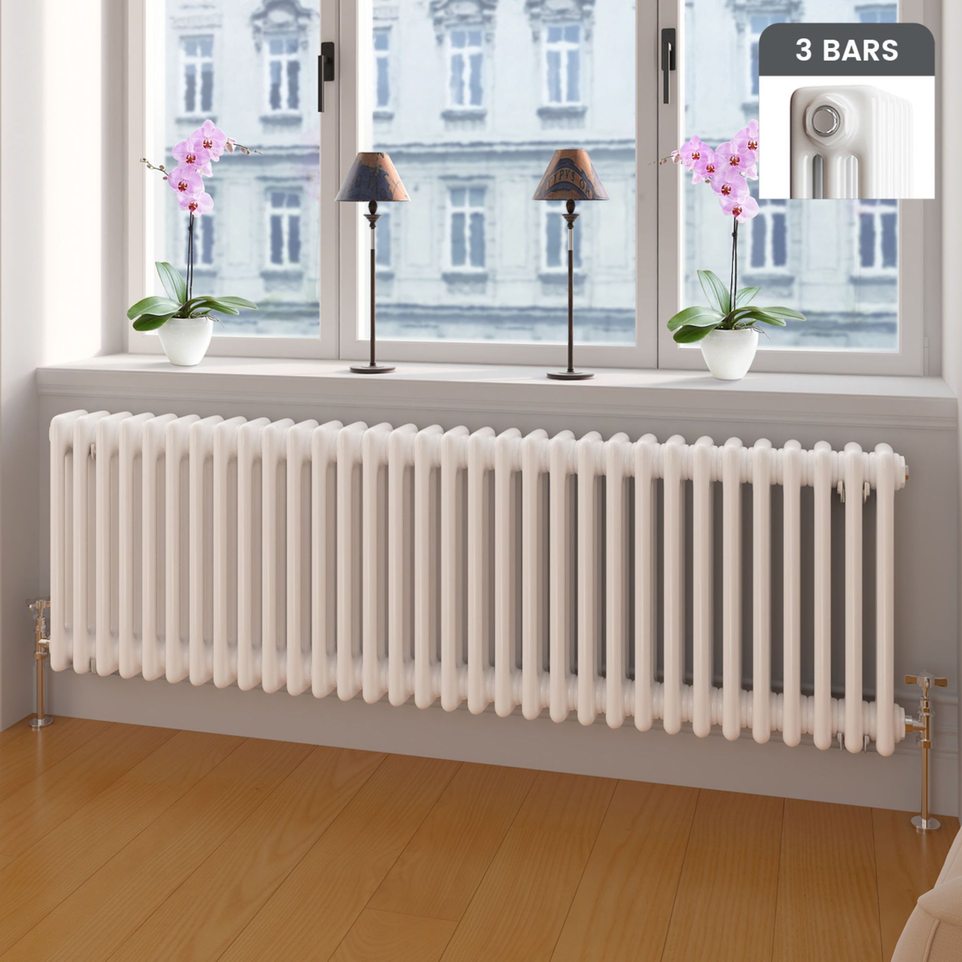 (ED19) 500x1042mm White Triple Panel Horizontal Colosseum Traditional Radiator.RRP £509.99.For an