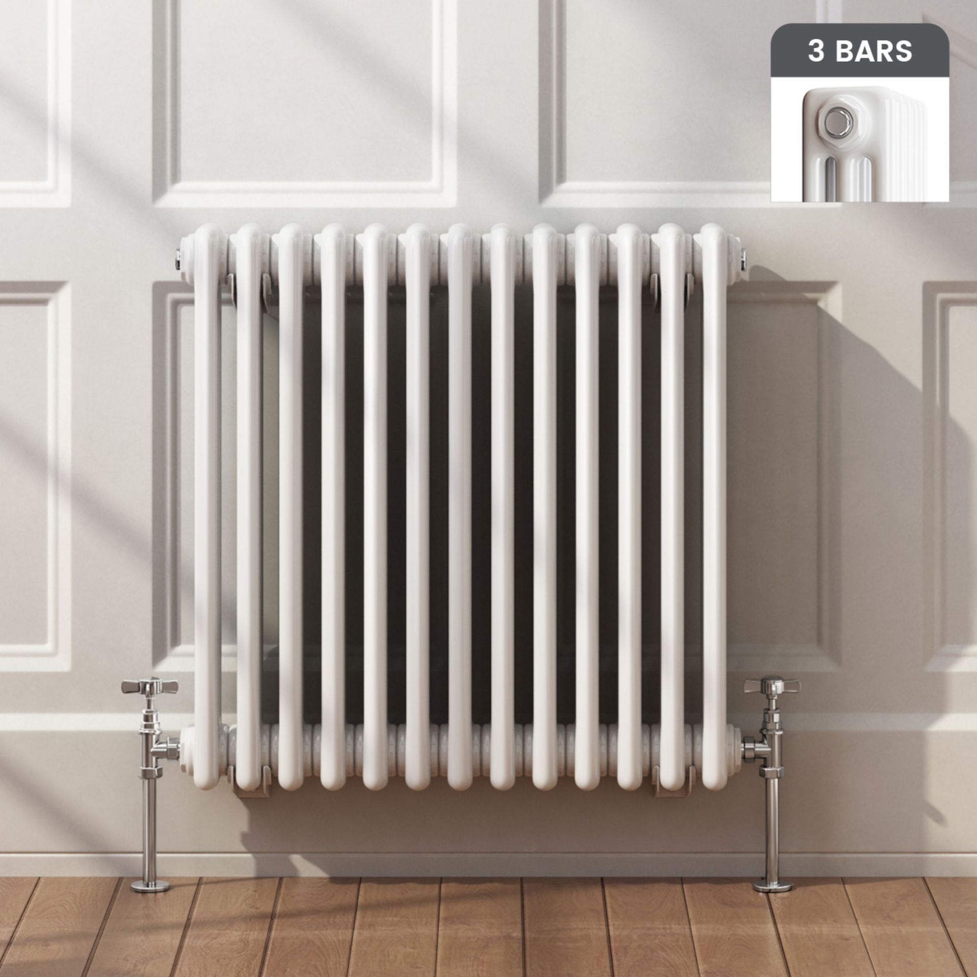 (ED9) 600x628mm White Triple Panel Horizontal Colosseum Traditional Radiator.RRP £369.99.Made from