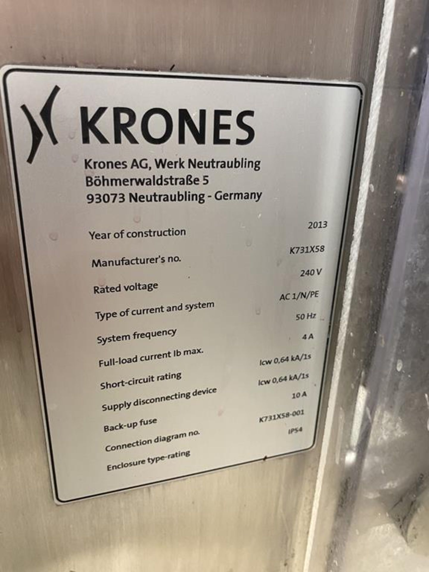 Krones Checkmat 731 Fill Lever Inspection Unit - Image 2 of 4