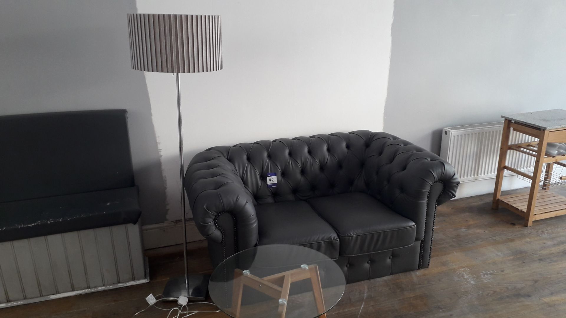 Grey Faux Leather 2 Seater Chesterfield effect sof