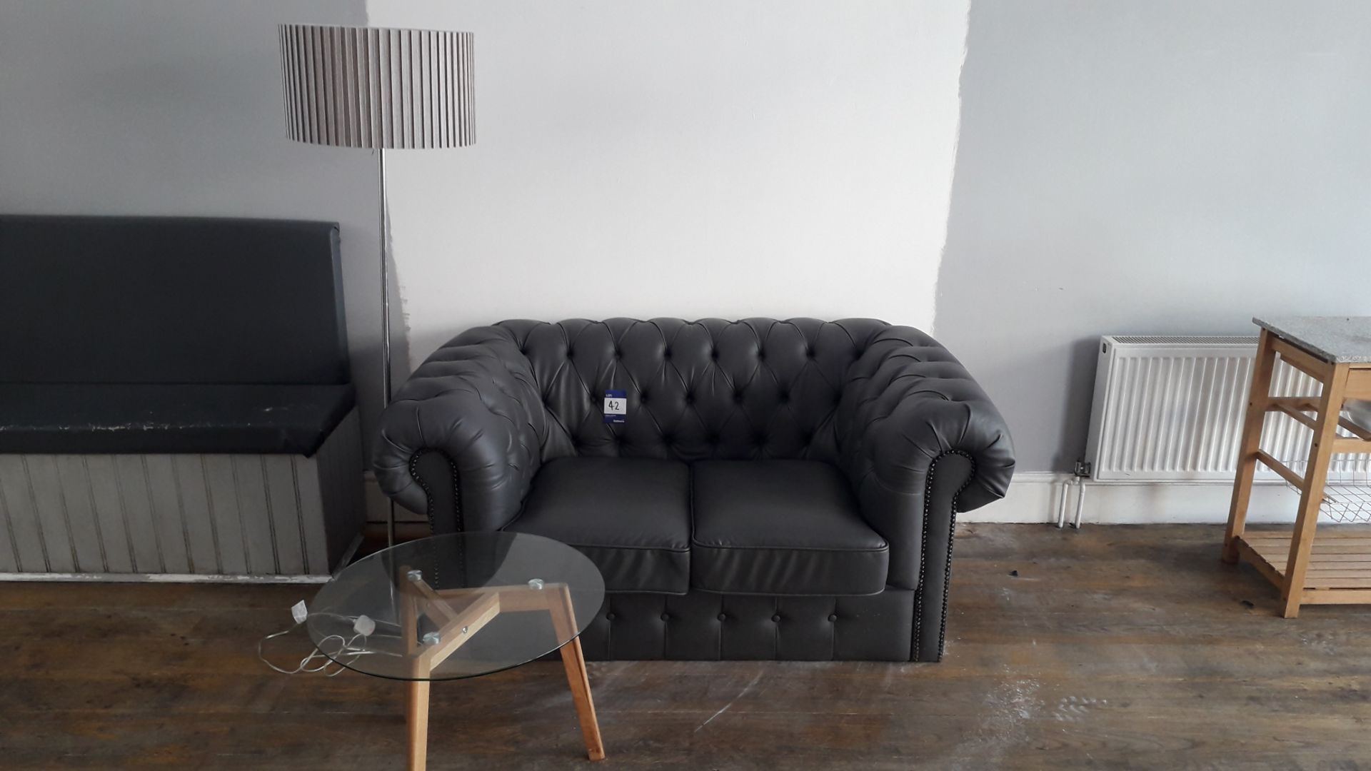 Grey Faux Leather 2 Seater Chesterfield effect sof - Image 2 of 2
