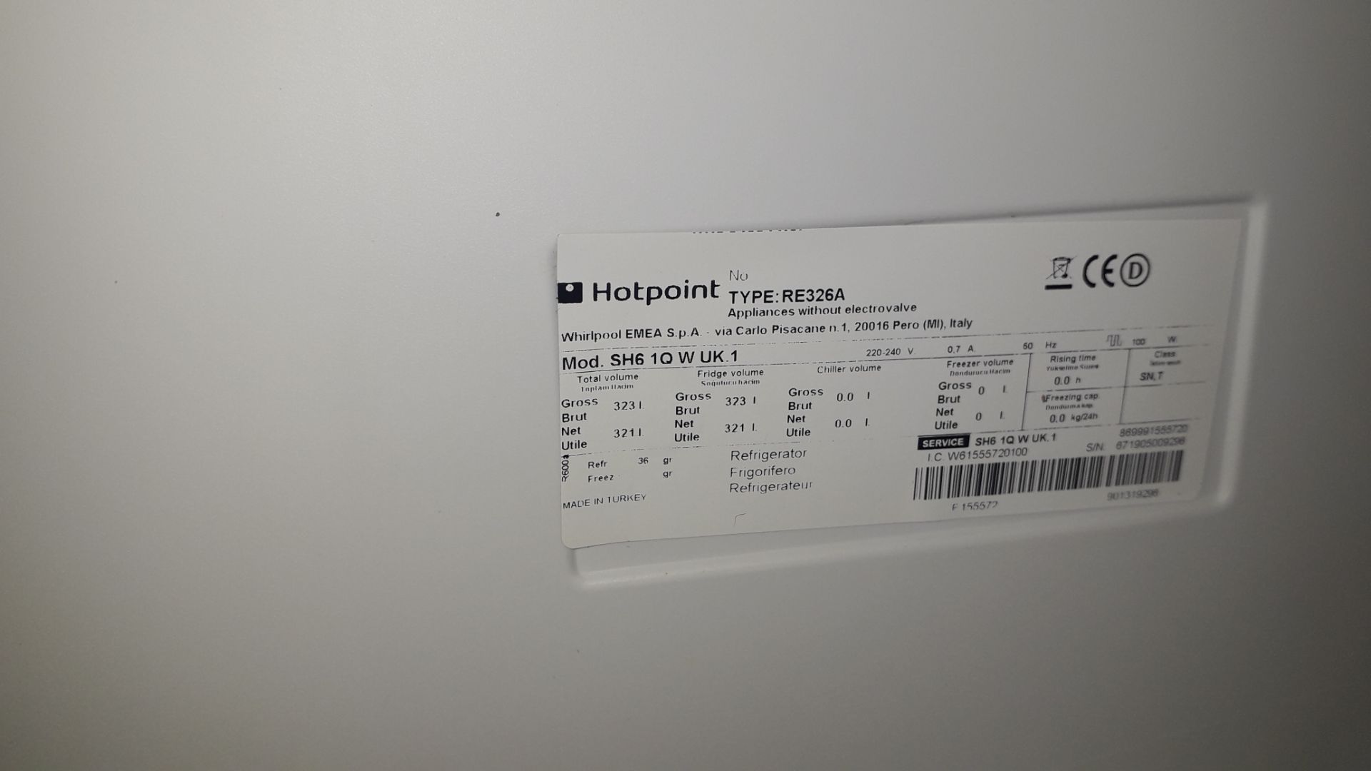 Hotpoint SH61QW White tall fridge - Located York B - Image 3 of 3