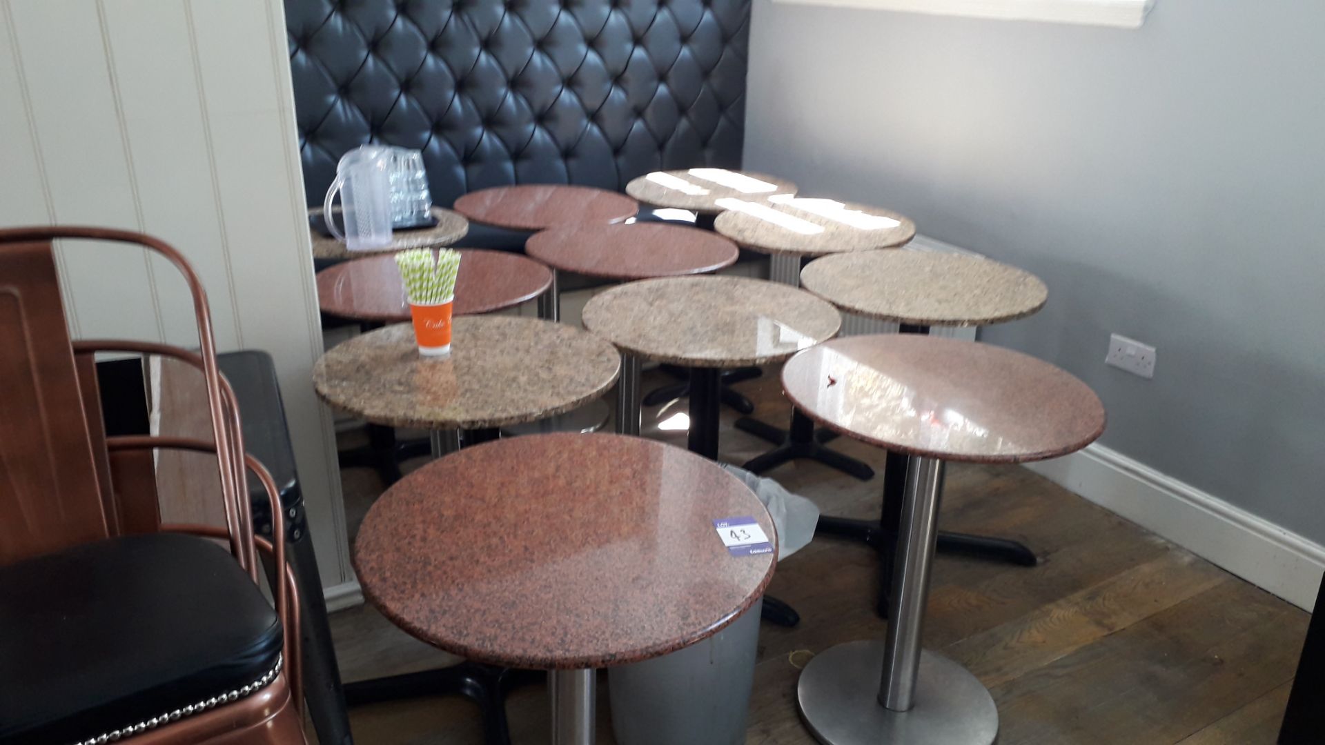 11 x 60cm Granite effect round tables and 19 x var