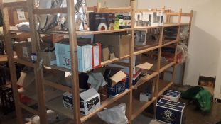 Contents of Basement to include wooden racking bays and contents of various coffee cups,