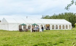9m x 24m Clearspan Marquee with wooden floors, cha
