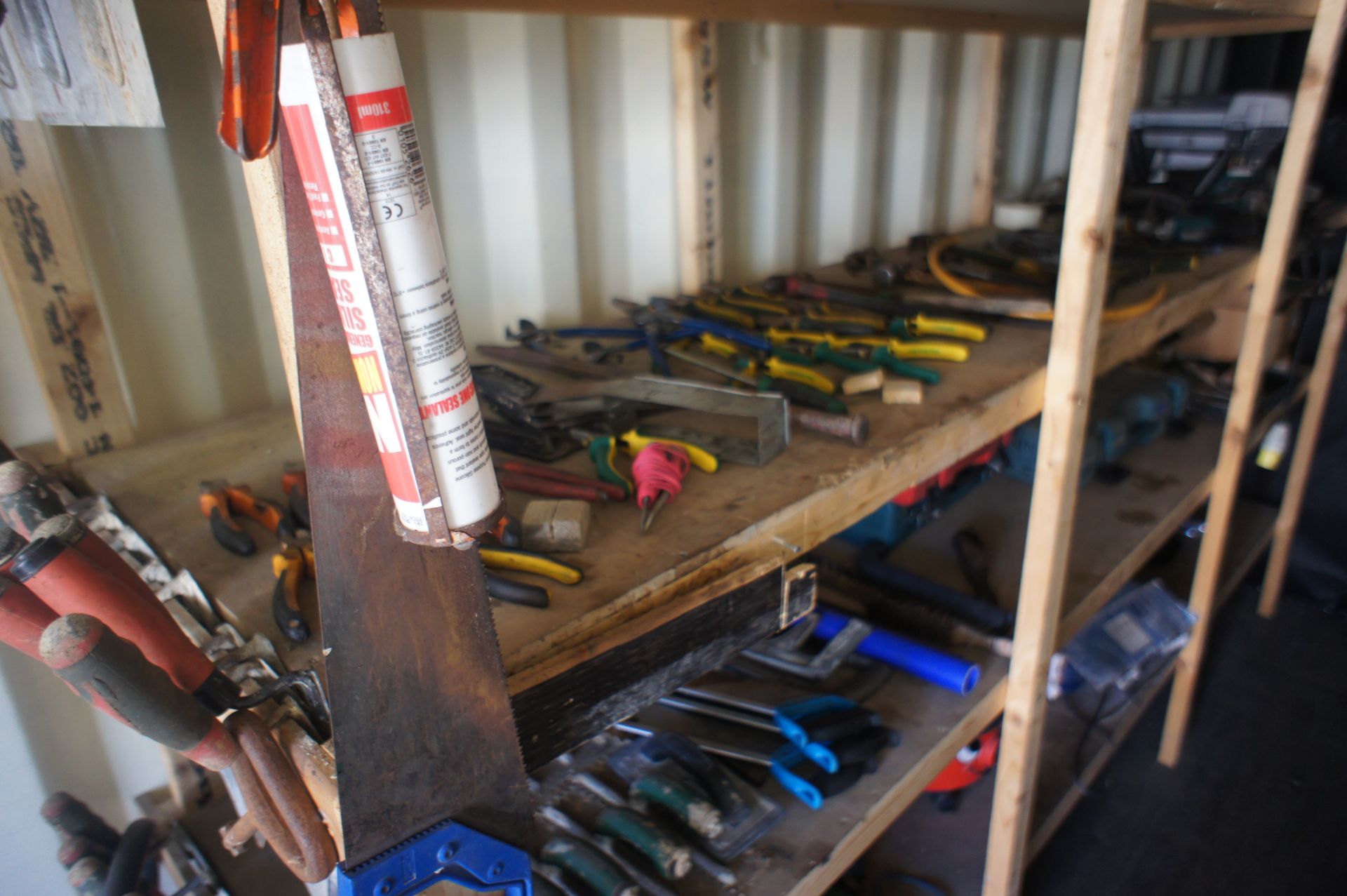 Large quantity of hand tools to wood shelving incl - Image 3 of 9