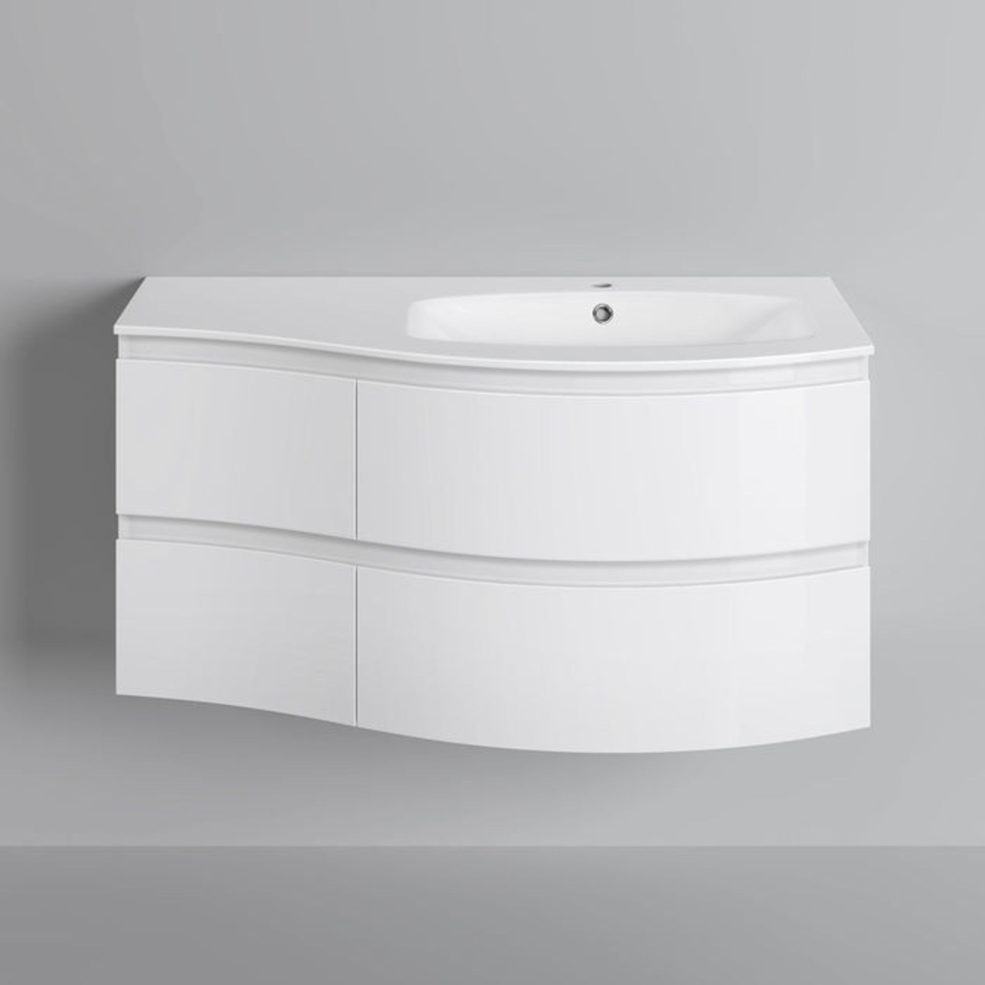 BRAND NEW 1040mm Amelie High Gloss White Curved Vanity Unit - Right Hand - Wall Hung. RRP £1,499. - Image 5 of 5