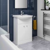 BRAND NEW BOXED 550mm Quartz Basin Sink Vanity Unit Floor Standing White.RRP £349.99.Comes