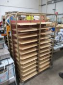 3 x portable trolleys with trays and contents