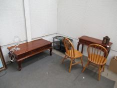 Wooden Effect Matching Coffee Table & Console Table together with 2 chairs and a TV Stand