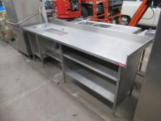 Large stainless steel prep/drinks table with splashback and under tier