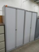 2 x Bisley tambour fronted cabinets with another