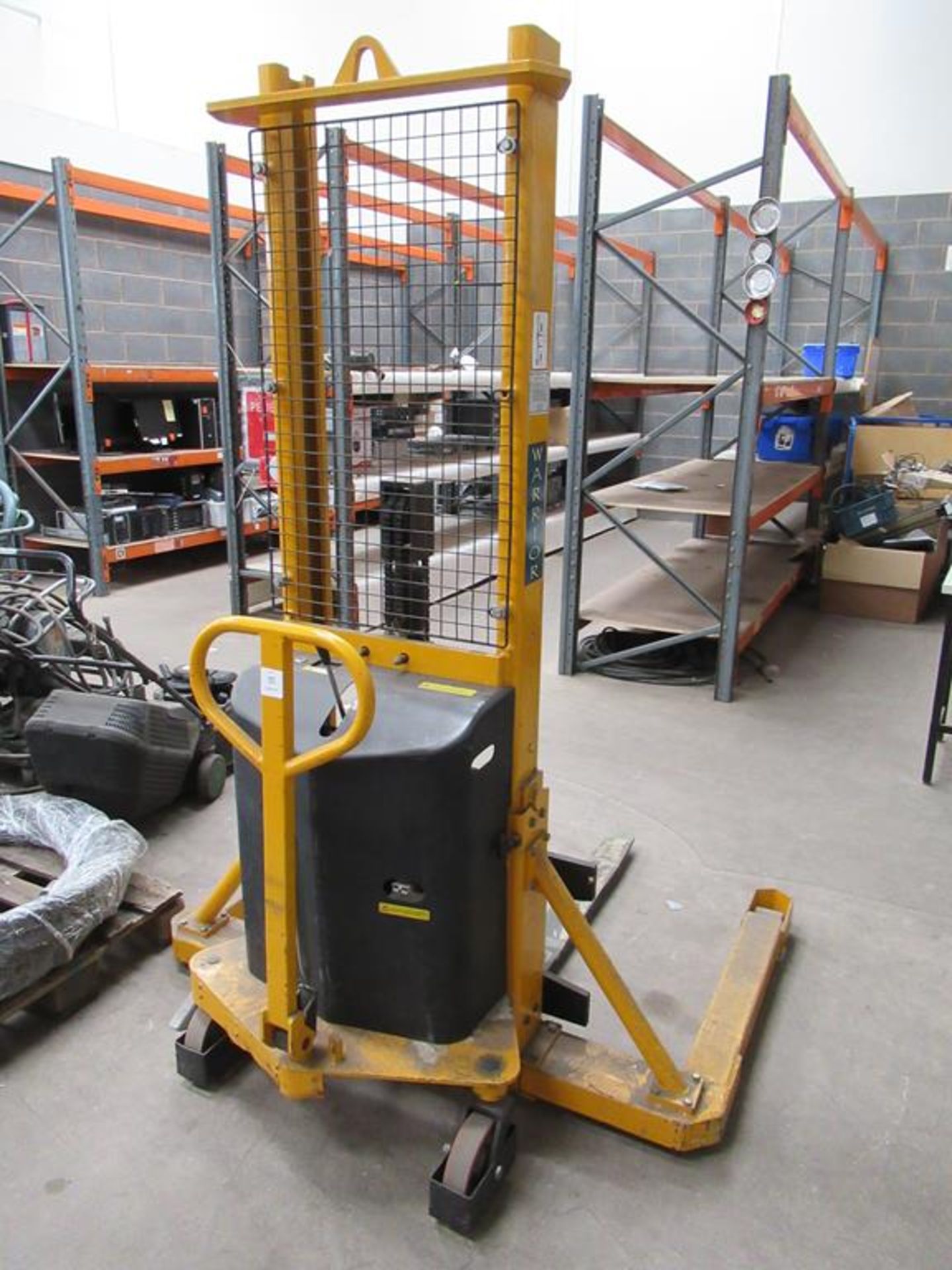 A Warrior Semi-Electric Stacker Pallet Truck 1000Kg max capacity, lifting height 1600mm S/N 01479 YO