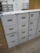 3 x metal four drawer filing cabinets