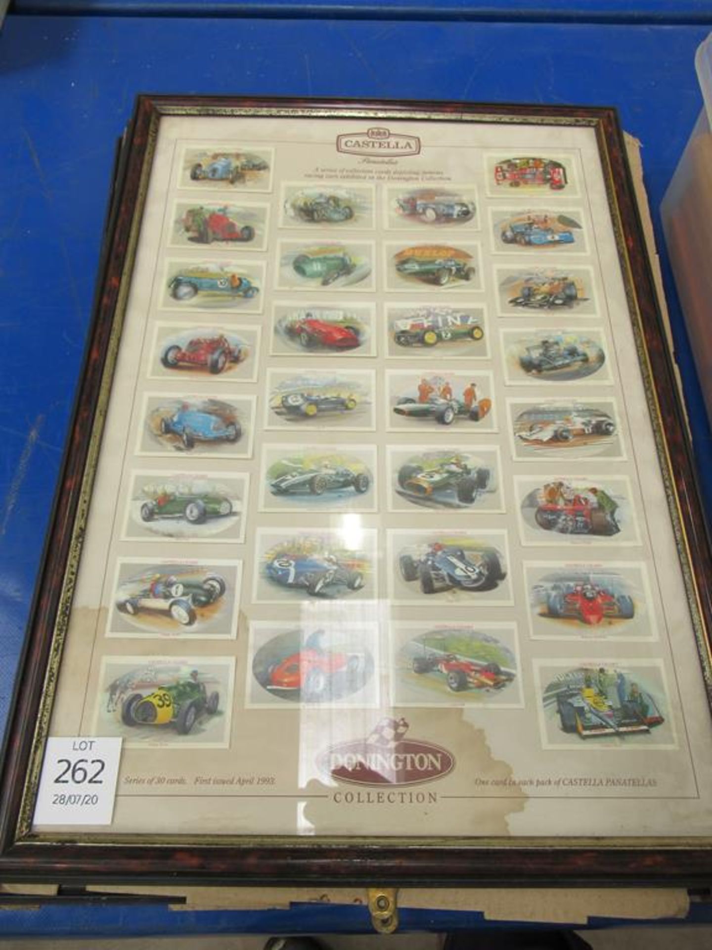 4 x Castella Panatellas framed cigar card collections to include racing cars and aeroplanes etc.