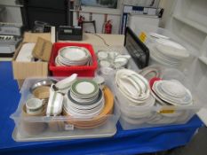 Large quantity of various ex-hire crockery to include plates, cups and saucers etc.