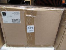 A box of 10 x Vado frosted glass shelves and brackets