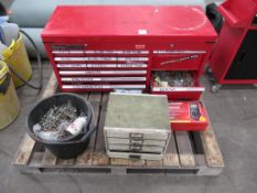 A large Clarke toolbox, contents & contents of pallet