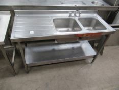 Stainless steel double sink unit