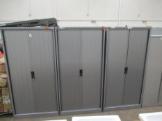 3 x Silverline tambour fronted cabinets