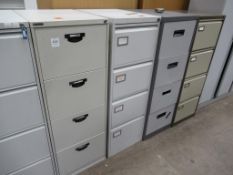 4 x metal four drawer filing cabinets (one handle missing)