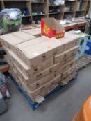 Pallet containing boxes of 'Great Value' generic boxes