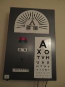 Eye test wall chart cabinet, tripod mounted mirror & spare controller