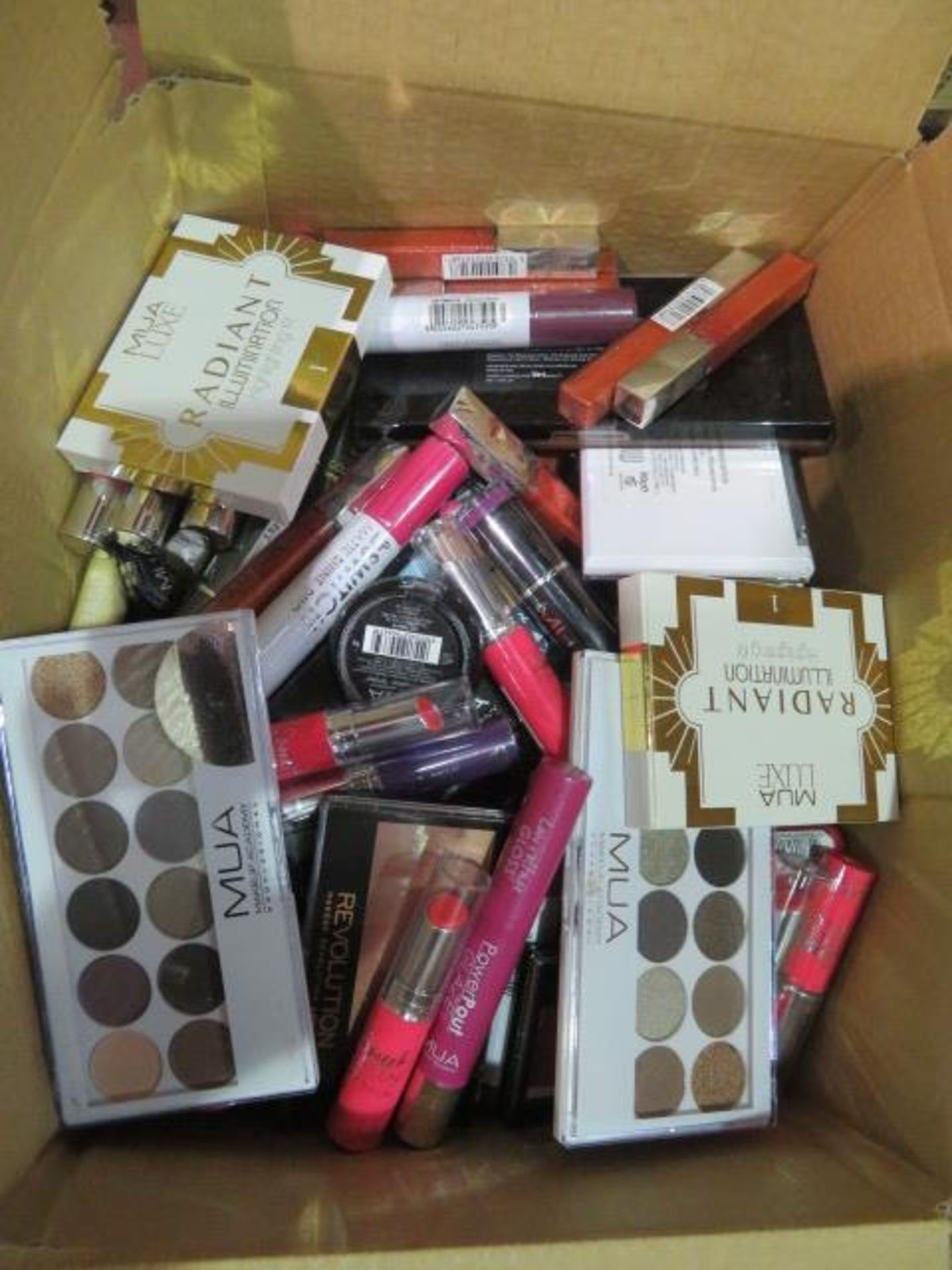 Circa. 200 items of various new make up acadamy make up to include: revolution eye shadow palette,