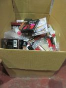 Circa. 200 items of various new make up acadamy make up to include: pouty pink matte lipstick, pro